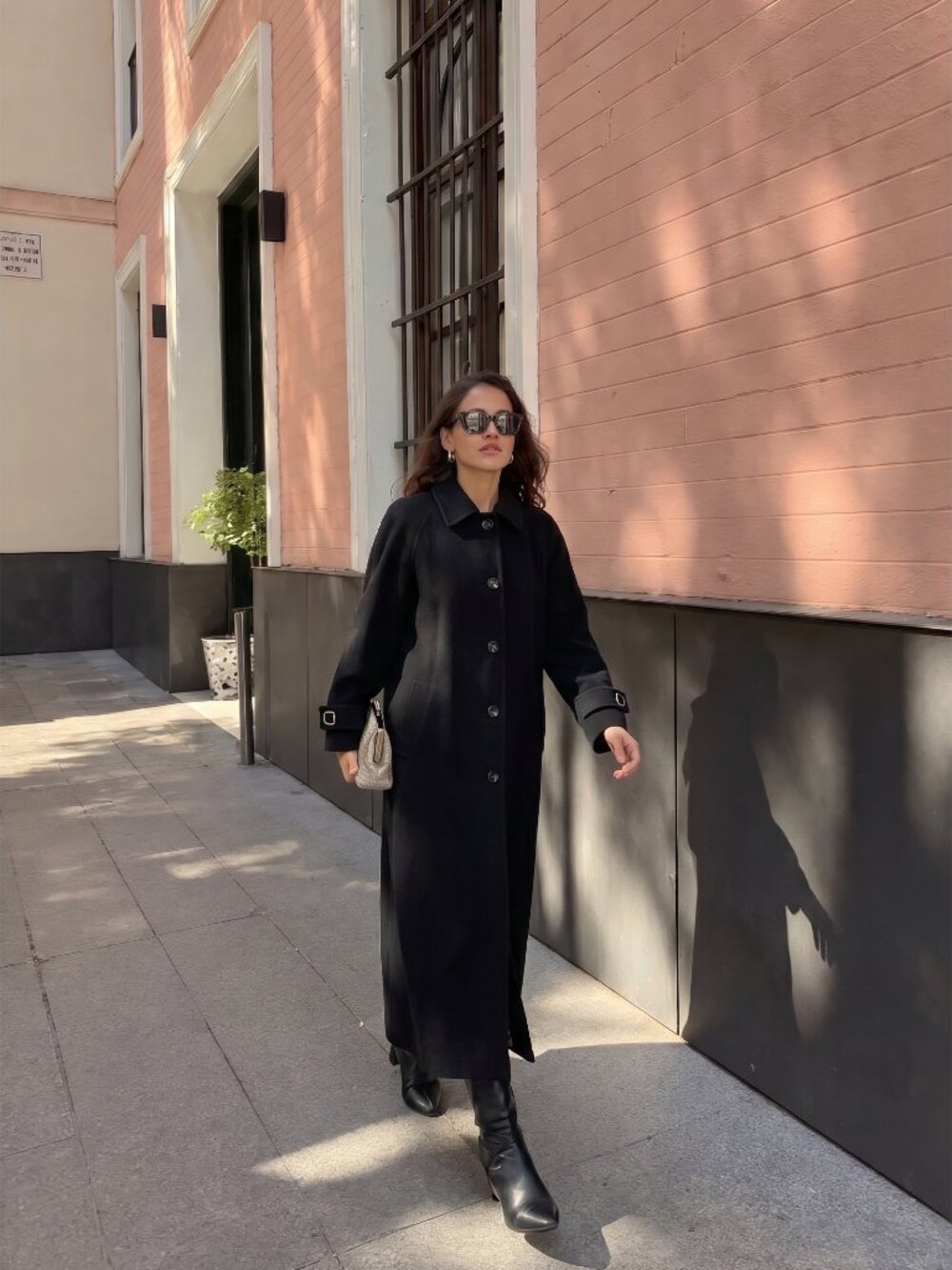 Gallery Black full length Long trench Coat Jacket Classic Womens 12 Timeless EUC